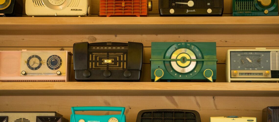 radios on a shelf